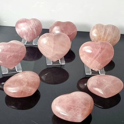Corazón de cristal de cuarzo rosa (San Valentín)