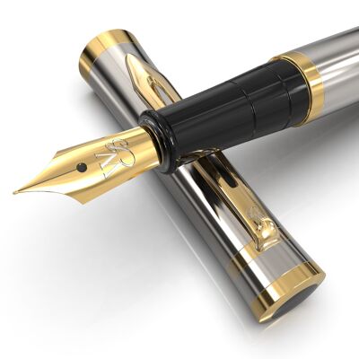 Ensemble de stylos plume Wordsworth & Black, pointe moyenne, comprend 6 cartouches d'encre et convertisseur de recharge d'encre, étui cadeau, journal, calligraphie, stylos d'écriture lisse, parfaits pour hommes et femmes