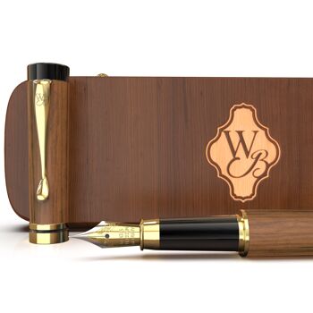 Ensemble stylo plume Wordsworth & Black's, bois de bambou de luxe, pointe moyenne, étui cadeau, comprend 6 cartouches d'encre, convertisseur de recharge d'encre, journal, calligraphie, dessin, écriture lisse, bois brun 5