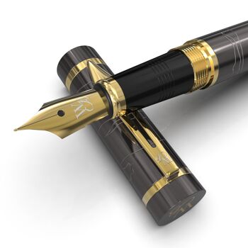 Ensemble de stylos plume Wordsworth & Black Primori, bronze doré, plume moyenne, étui cadeau, 6 cartouches d'encre, convertisseur de recharge, journal, calligraphie, stylos à écriture lisse, gaucher et droitier 1