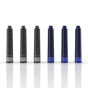 Recharges d'encre pour stylo plume Wordsworth & Black - Lot de 15 cartouches d'encre noires - 15 bleues - Taille standard internationale - Longueur APPR 2,04 pouces - Diamètre de la base APPR 0,24 pouces -… 5