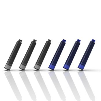 Recharges d'encre pour stylo plume Wordsworth & Black - Lot de 15 cartouches d'encre noires - 15 bleues - Taille standard internationale - Longueur APPR 2,04 pouces - Diamètre de la base APPR 0,24 pouces -… 6