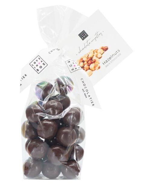 Chocolate Hazelnuts Dark – roasted hazelnuts covered with dark chocolate