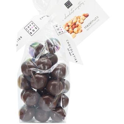 Chocolate Hazelnuts Dark – roasted hazelnuts covered with dark chocolate
