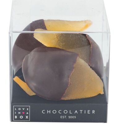 Schokoladenbirnen Dunkle Schokolade – kandierte Birnen, getaucht in dunkle Schokolade