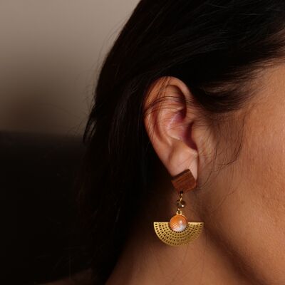 Pendientes de madera y acero inoxidable - Naomi