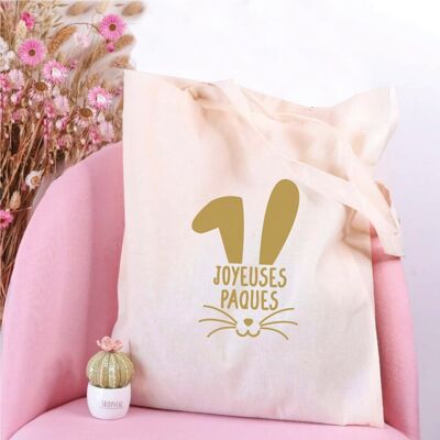 Grand tote bag "Tête de lapin de Pâques"