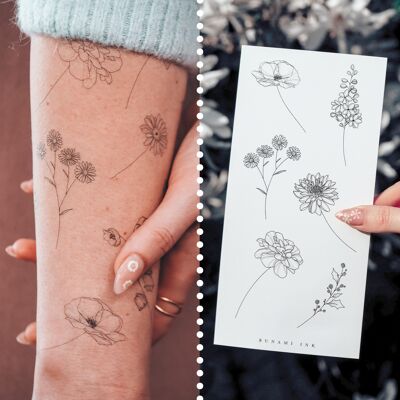 Temporary tattoo: birthflowers July–December, temporary tattoos
