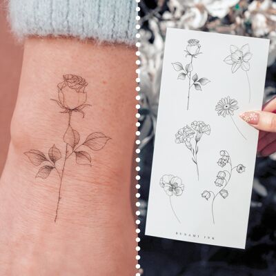 Temporary tattoo: Birthflowers January–June, temporary tattoos