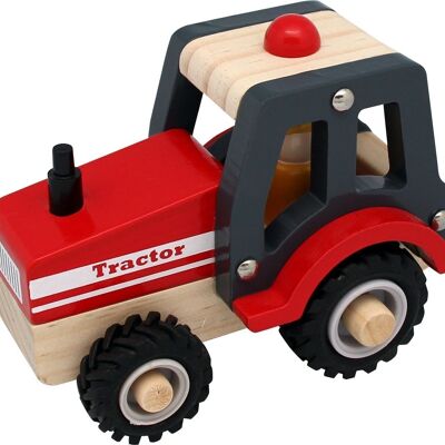 Wooden tractor with rubber wheels