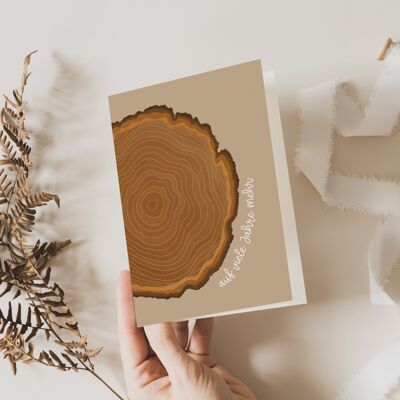 Postcard wedding day tree disc - annual rings