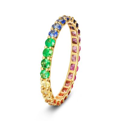 Rainbow Sapphire Gradient Ring 14Kt Gold