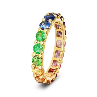 Rainbow Sapphire Gradient Ring - 14Kt Gold - Chunky