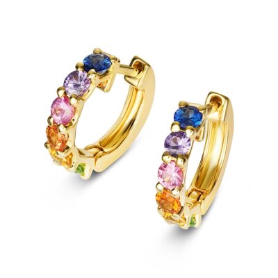 Chunky Rainbow Sapphire Earrings - 14Kt Gold