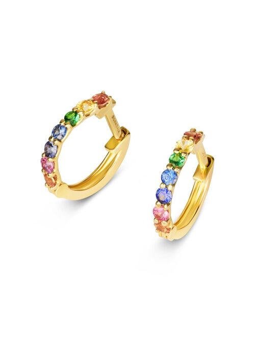 Skinny Rainbow Sapphire Earrings - 14Kt Gold