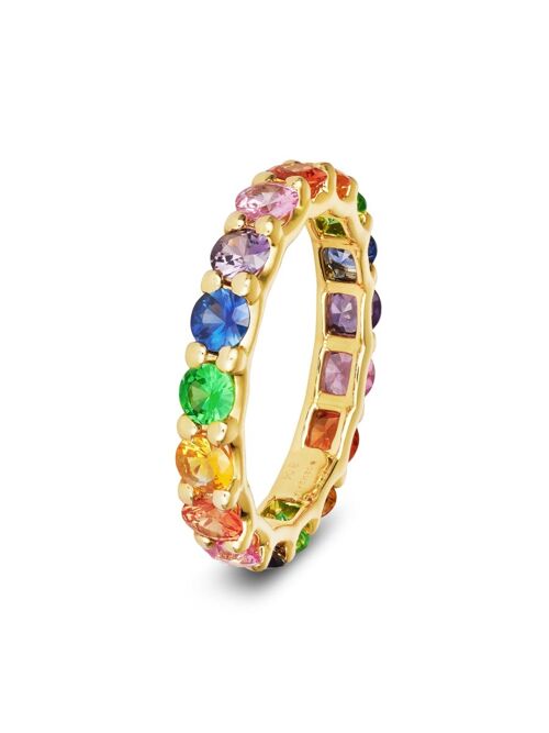 Rainbow Sapphire Mix Ring - 14Kt Gold - Chunky