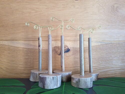 Bamboo & wire earring stand display holder for shop