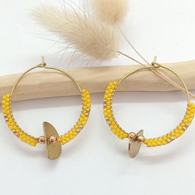 Brass hoop earrings and miyuki pearls - Victoria Collection