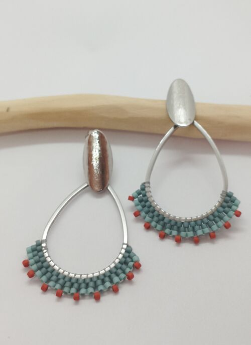 Boucles d'oreilles en acier inoxydable et perles Myiuki tissées - Collection ALIX