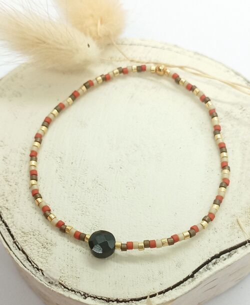 Bracelet en perles miyuki et pierre onyx - collection Lisa