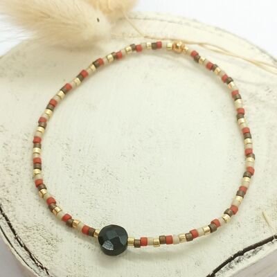 Bracelet in miyuki pearls and onyx stone - Lisa collection