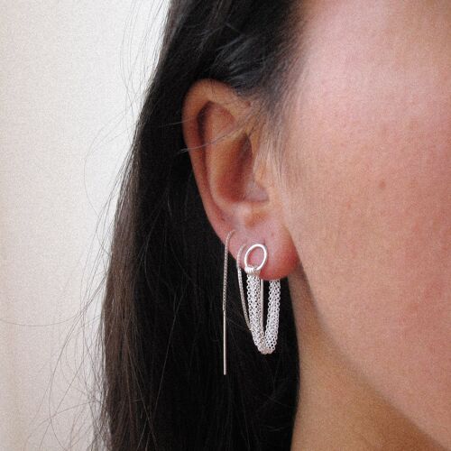 "Lilu" Textured Silver Hoops