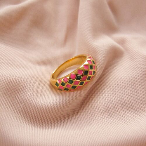 “Circus” Abstract Resin Ring - Pink/Green - US 8/ Large/ 57.15mm