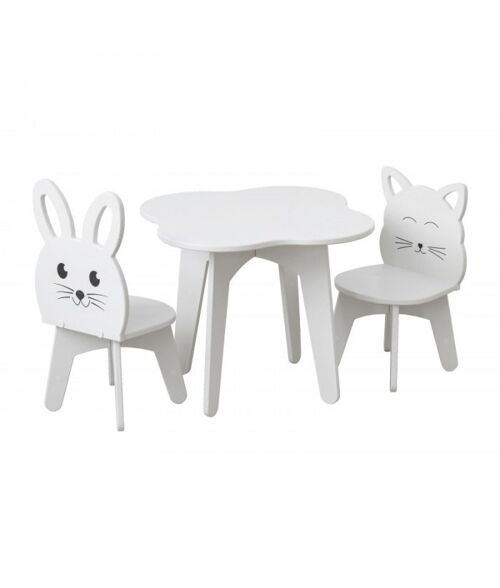 Children's table and two chairs set CAT & RABBIT