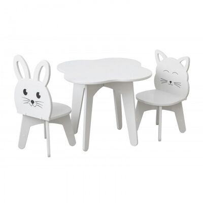 Children's table and two chairs set CAT & RABBIT