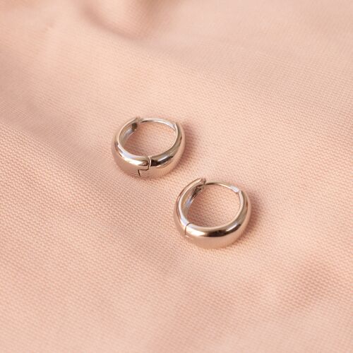 “Steph” 10mm Sterling Silver Huggie Earrings