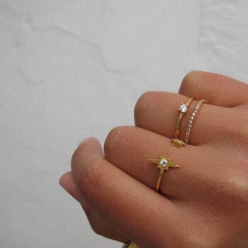 "Starburst" Bague Etoile Or Vermeil 3