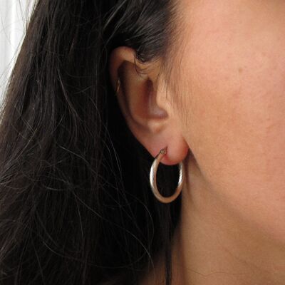 CLEARANCE "Willow" Silver Textured Hoops