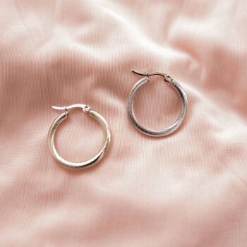 CLEARANCE "Willow" Argent Texturé Hoops 2