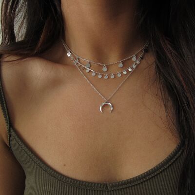 Collana "Fleur" in argento sterling con disco sottile