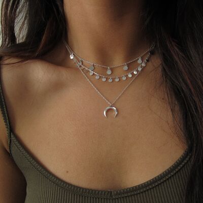 “Fleur” Sterling Silver Slim Disc Necklace