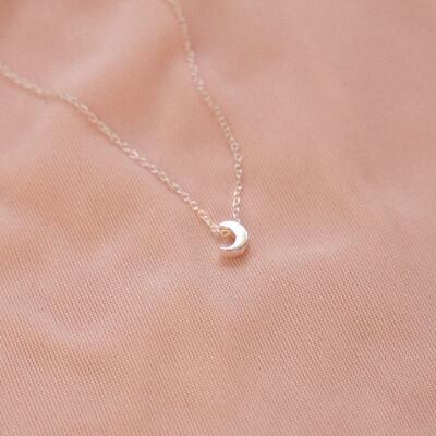 “Maria” Sterling Silver Textured Moon Necklace