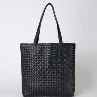 New Collection - Georgia Tote Bag- Black Woven Classic Leather