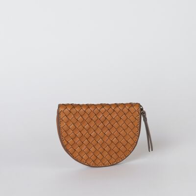 New Collection - Laura Coin Purse - Cognac Woven Classic Leather