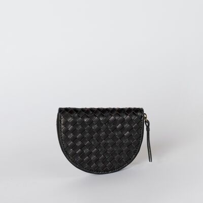 New Collection - Laura Coin Purse - Black Woven Classic Leather