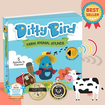 Libro sonoro para aprender sobre animales de granja en inglés - Ditty Bird Farm Animal Sounds