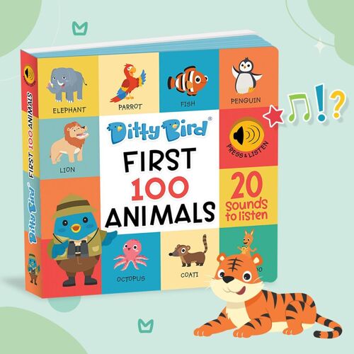 Mon livre sonore pour apprendre mes 100 premiers animaux en anglais - Ditty Bird First 100 Animals
