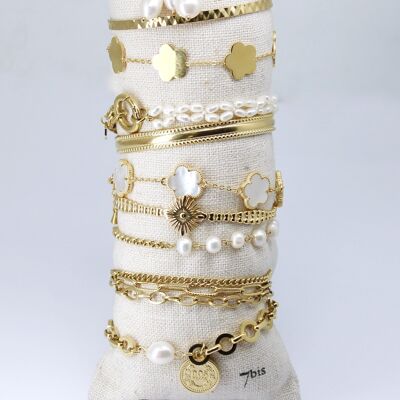 Kit best seller 10 bracelets en acier doré et blanc Noël
