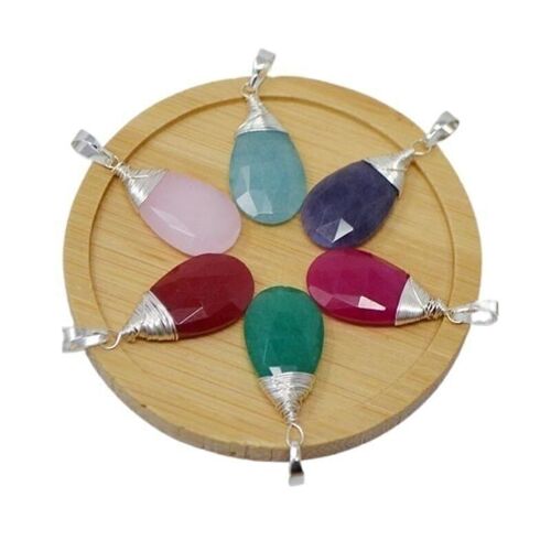 Pendentif goutte jade plaqué argent