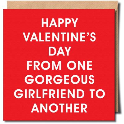 Buon San Valentino da una splendida ragazza a un'altra cartolina d'auguri Lgbtq+.