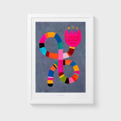 A4 Crece a tu manera | Impresión de arte de ilustración.