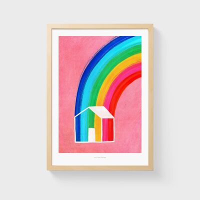 Casa arcoíris A4 | Impresión de arte de ilustración