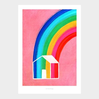 A5 Casa arcoíris | Impresión de arte de ilustración.