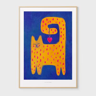 A4 Gatto e cuore | Impressione dell'arte dell'illustrazione