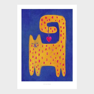 A54 Cat and heart | Illustration art print