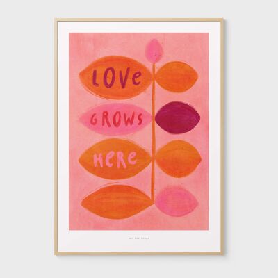 A3 El amor crece ici | Impression d'art d'illustration